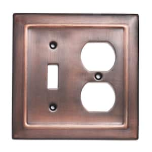 Architectural 2-Gang Single Switch/Duplex Wall Plate (Antique Copper Finish)