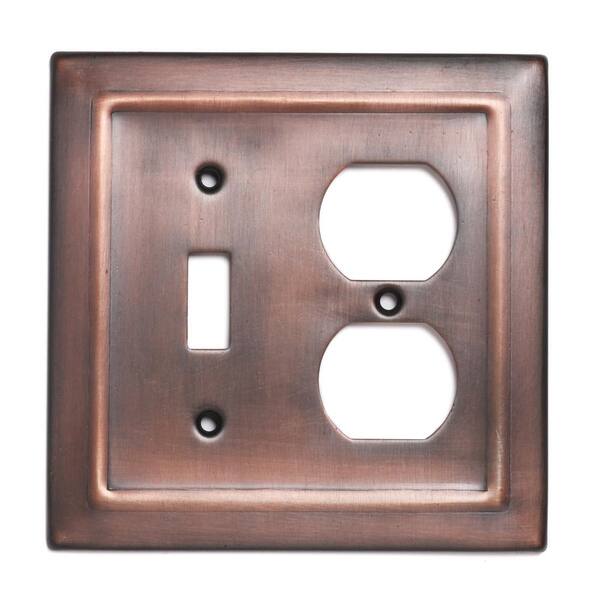 Monarch Abode Architectural 2-Gang Single Switch/Duplex Wall Plate (Antique Copper Finish)