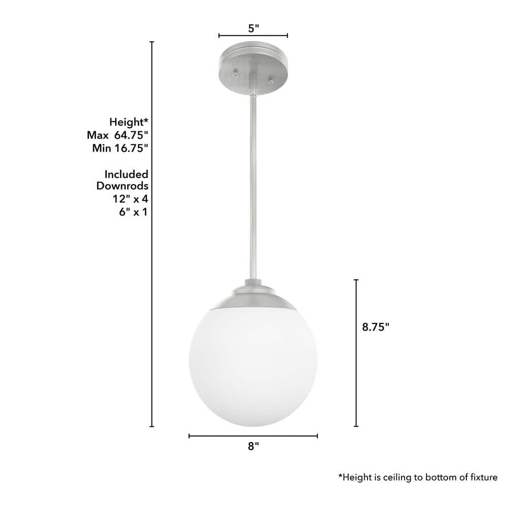 Hepburn Mini Globe LED Pendant in Brushed Nickel with Glass Shade