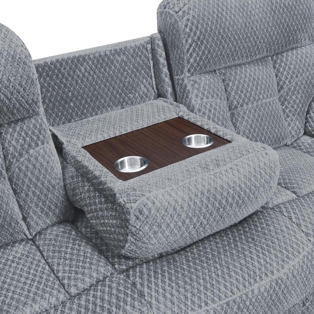 Bravo 3-Piece Stone Gray Polyester Reclining Living Room Set