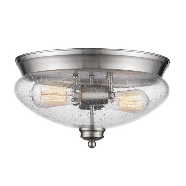 Unbranded Annora 13 in. 2-Light Brushed Nickel Flush Mount