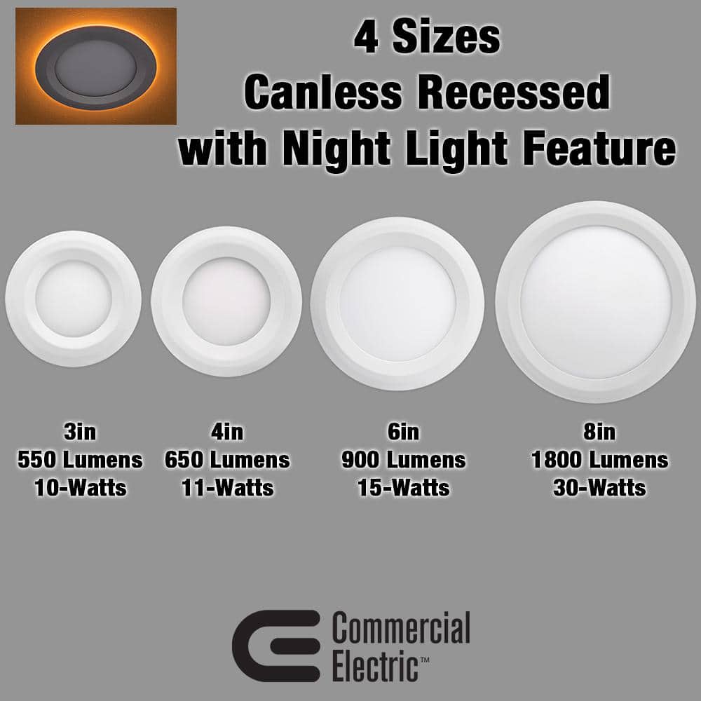 Ultra Slim White 8-Inch Canless LED Recessed Light with Night Feature