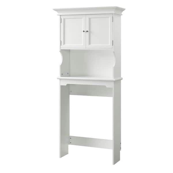 Hampton Harbor 24.25 in. W x 66.5 in. H x 10.5 in. D White Over-the-Toilet Storage