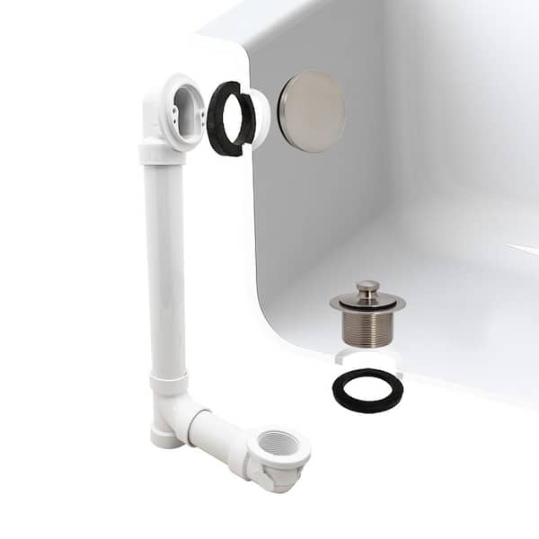 Illusionary Overflow 12 in. x 4 in. Sch. 40 PVC Bath Drain Kit in Satin Nickel