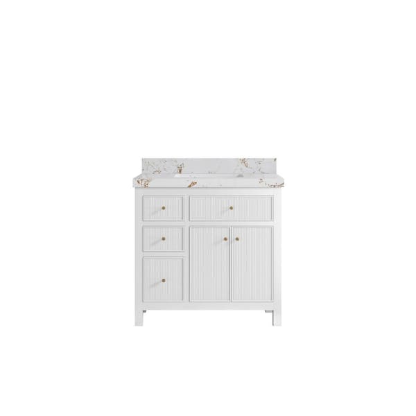Willow Collections Sonoma 36 in. W x 22 in. D x 36 in. H Single Sink Bath Vanity in White with 2 in. Viola Gold qt. Top