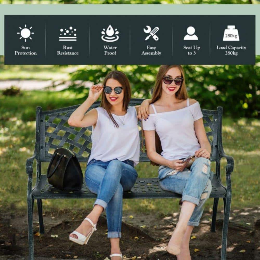 Ancient Green 40" Aluminum Classic Outdoor Garden Bench