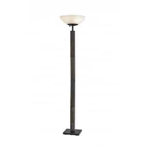 72.5 in. Black and White Wood Deco Torchiere Floor Lamp