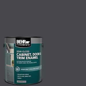 1 gal. #N490-7 Ink Black Semi-Gloss Enamel Interior/Exterior Cabinet, Door & Trim Paint