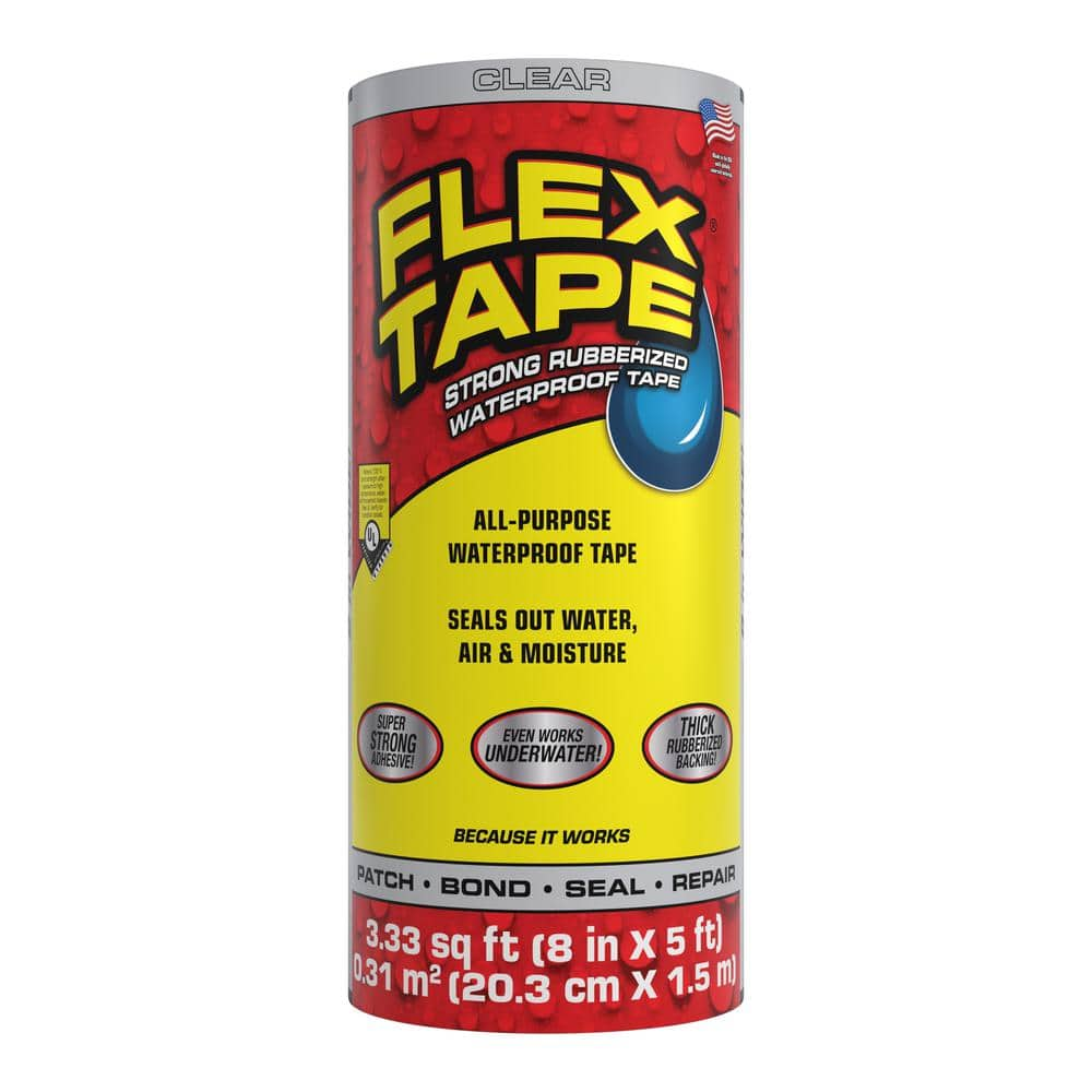 FLEX SEAL FAMILY OF PRODUCTS Flex Tape Clear 8 in. x 5 ft. Strong Rubberized Waterproof Tape