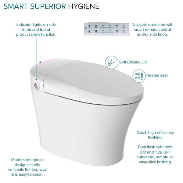 Transolid Rosemary 1-Piece Dual Flush Elongated Smart Toilet Bidet
