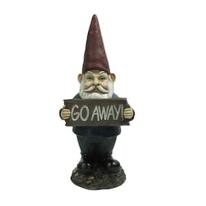Gnome Holding Go Away Sign Statue