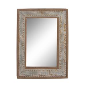 40 in. x 30 in. Contemporary Rectangle Framed Brown Wood Decorative Mirror