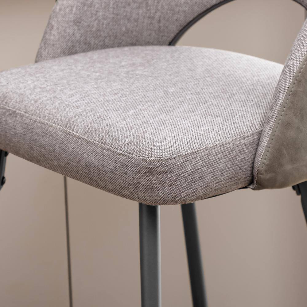 Contemporary Dark Gray Leatherette Barstool with Matte Metal Legs, Set of 2