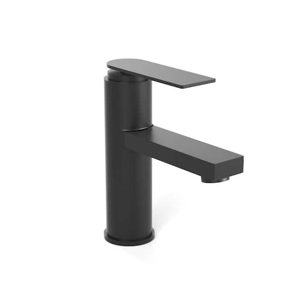 YAWWALK Single Handle Single Hole Bathroom Faucet with Valve in Matte Black (1-Pack)