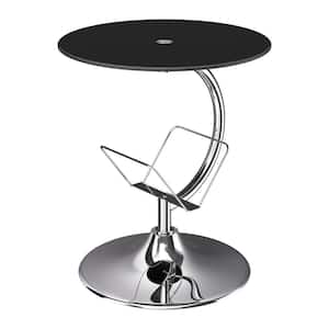 Black and Chrome Glass Top Side Table