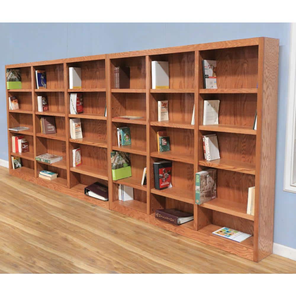 Classic Farmhouse 72" Adjustable Dry Oak Wood Bookcase