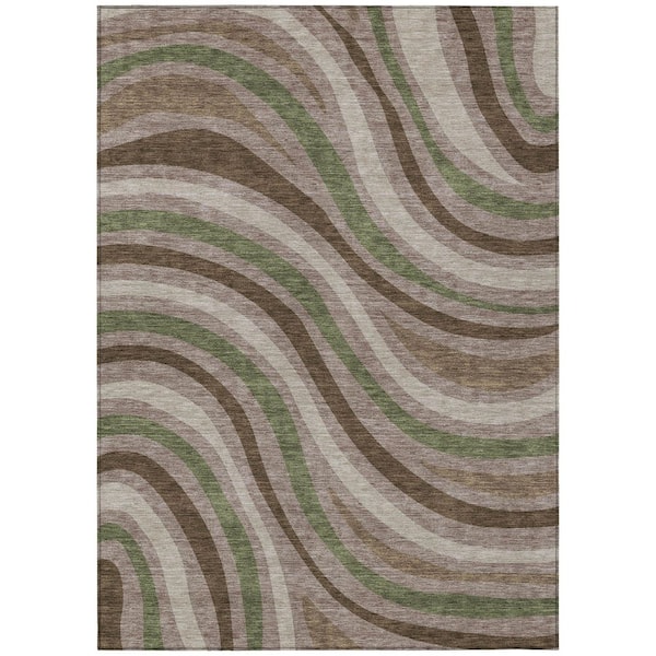 Chantille Machine Washable Indoor/Outdoor Abstract ACN2490 Chocolate 9 ft. x 12 ft. Area Rug