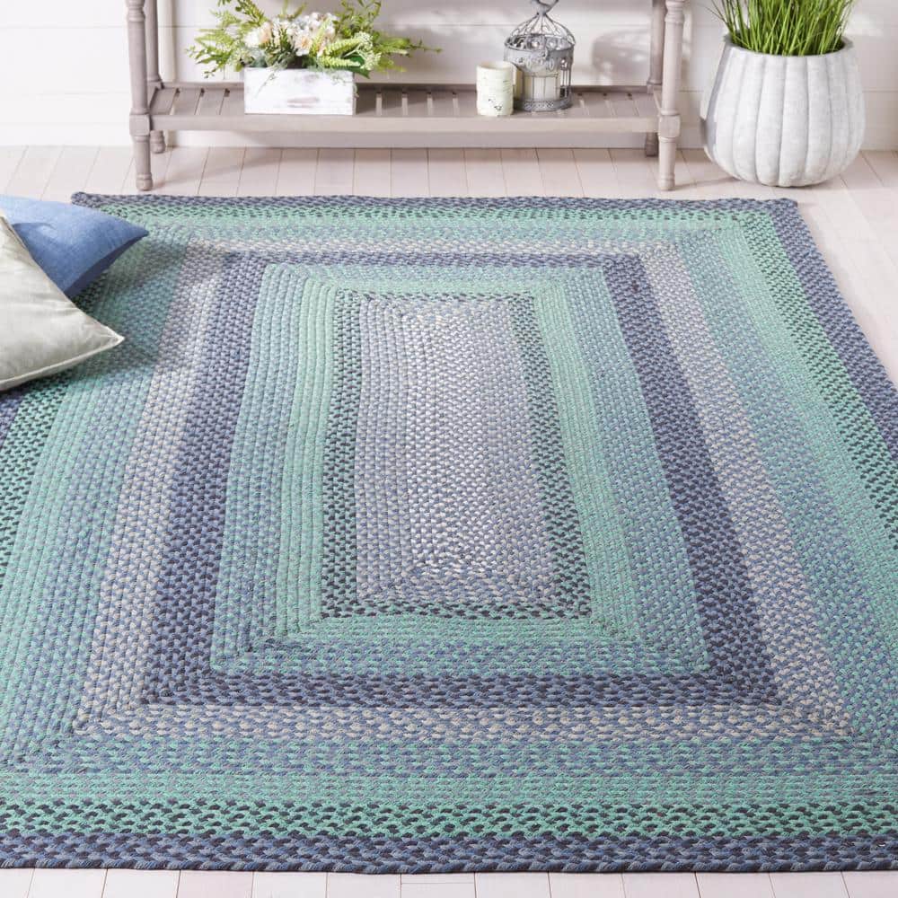 Handmade Gray Cotton Braided Reversible Area Rug, 5' x 8'