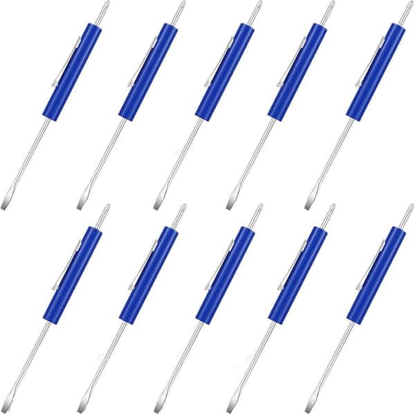 Mini Dual End Pocket Screwdriver Set 6.1 in. Shank 2 Bit Blue Non-Insulated Slotted Hand Tool 10-Piece