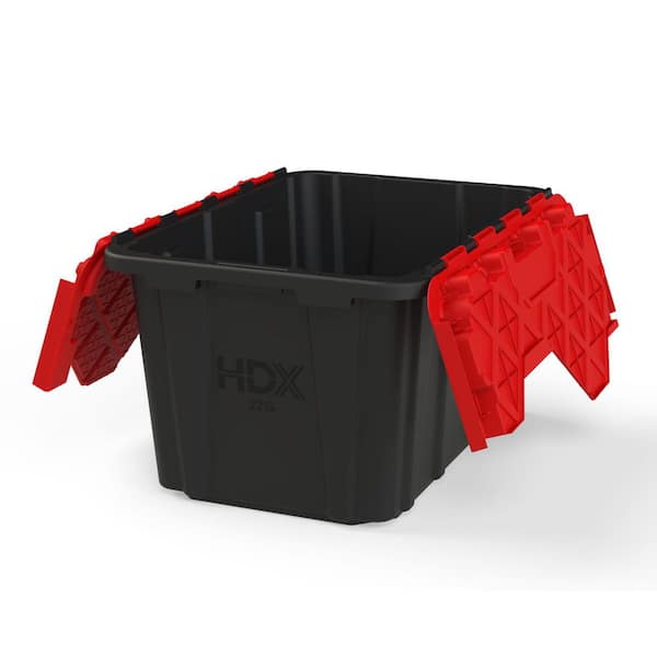 27-Gal. Flip Top Tote in Black with Red Lid (2-Pack)
