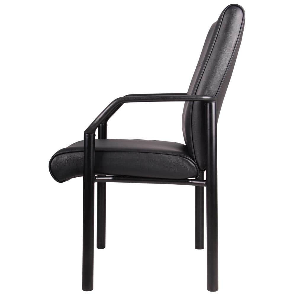 Black LeatherPlus Steel Frame Office Accent Chair