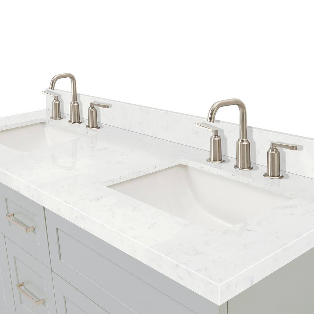 Gray 60" Freestanding Double Basin Vanity with Quartz Top