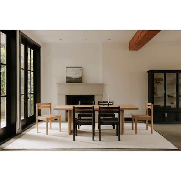 Odette Scandinavian Oak Veneer Wood 88 in. Sled Base Rectangle Dining Table with Rubberwood Frame, (Seats-6)