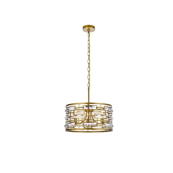 Unbranded Timeless Home 16.5 in. 3-Light Brass Pendant Light