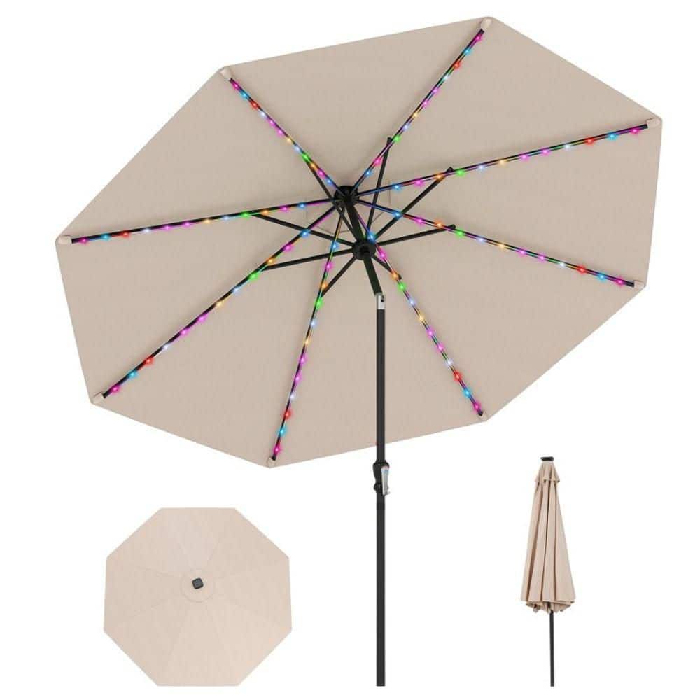 10 ft. Steel Push Button Octagon Market Patio Umbrella in Beige price history on PriceWatchPro