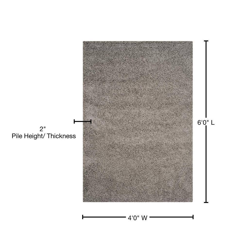 Light Grey 4' x 6' Synthetic Shag Area Rug