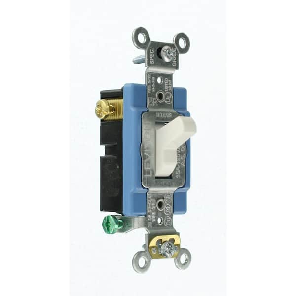 15 Amp Industrial Grade Heavy Duty 3-Way Lighted Handle Toggle Switch, White 1203-LHW