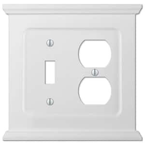 Mantel 2 Gang 1-Toggle and 1-Duplex Wood Wall Plate - White