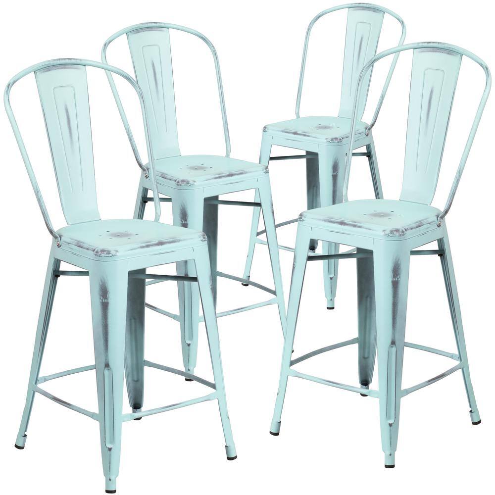 Carnegy Avenue Metal Outdoor Bar Stool (4Pack) CGAET165184GRHD