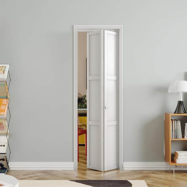 24 in. x 80 in. White, MDF Wood, 3-Panel Bi-Fold Interior Door for Closet with Hardware Kits