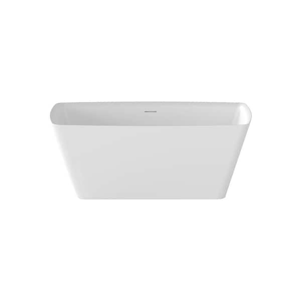 A&E Chester 66 in. x 29.5 in. Rectangular Soaking Bathtub with Center Drain in Glossy White