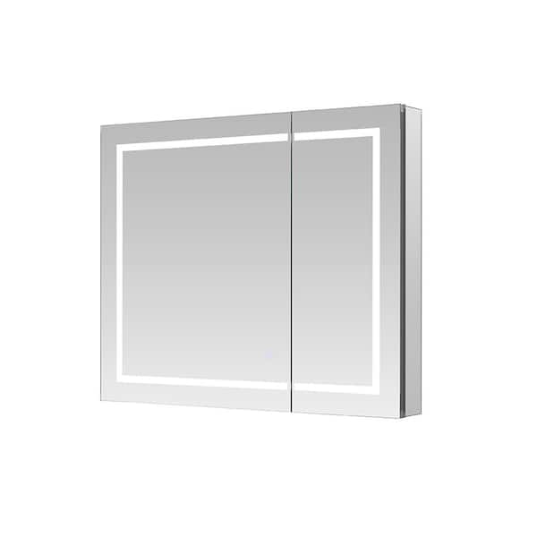 Aquadom Royale Plus 36 in. W x 36 in. H Rectangular Medicine Cabinet with Mirror, Bi-View Door, LED Lighting, Mirror Defogger