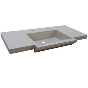 39 in. W x 20 in. D Concrete Single Basin Vanity Top in Slate White with Slate White Rectangle Basin
