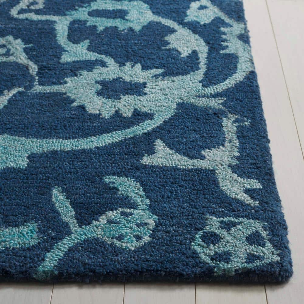 Handmade Navy Wool Tufted Rectangular Area Rug, 3' x 5'