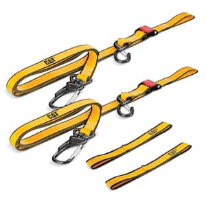 8 ft. x 1-1/2 in. 500 lbs. Swivel Hook Cam Buckles Set with Soft Straps Yellow (4-Piece)