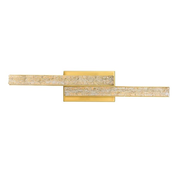 CWI Lighting Stagger 24 in. 2-Light Integrated LED Brass Vanity Light