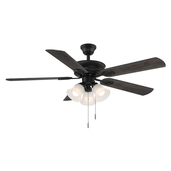 Hampton Bay Glendale III 52 in. LED Indoor Matte Black Ceiling Fan