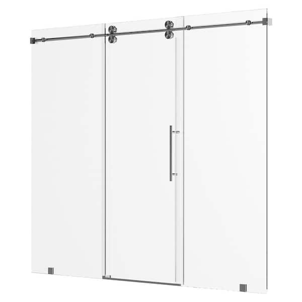 AZUPIN VestaXL 76 in.-80 in. W x 76 in. H Sliding Frameless Shower