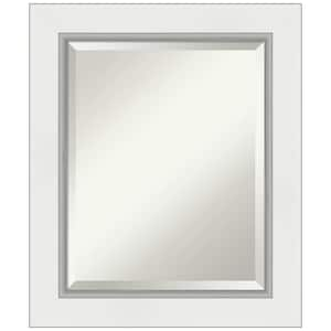 Medium Rectangle Satin Silver MetallicWhite Beveled Glass Modern Mirror (25.25 in. H x 21.25 in. W)