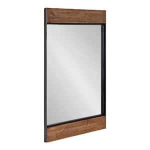 Kincaid 36 in. x 20 in. Classic Rectangle Framed Rustic Brown Wall Accent Mirror