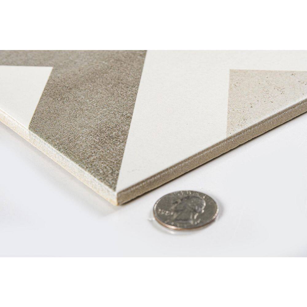 Ahava Gray and White 8" x 8" Glazed Porcelain Tile