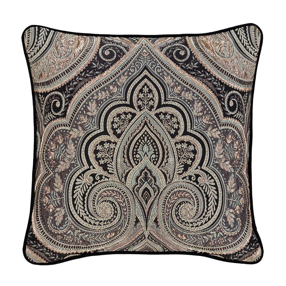 Viccorino 20" Glacier Blue and Black Velvet Square Throw Pillow