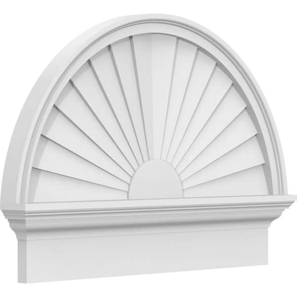 Ekena Millwork 2-3/4 in. x 28 in. x 20-3/4 in. Half Round Sunburst Architectural Grade PVC Combination Pediment