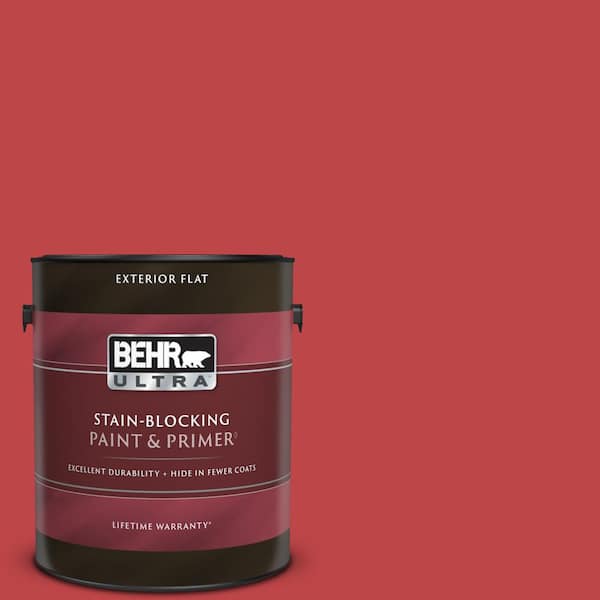 BEHR ULTRA 1 gal. Home Decorators Collection #HDC-FL13-1 Glowing Scarlet Flat Exterior Paint & Primer