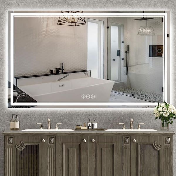 36 in. W x 60 in. H Rectangular Frameless Wall Mount Bathroom Vanity Mirror