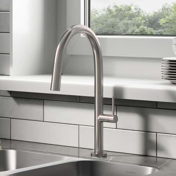 Swiss Madison Chalet Single-Handle Pull-Down Sprayer Kitchen Faucet in Brushed Nickel